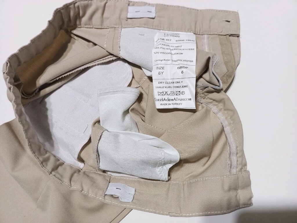 8-9 YAŞ slim fit sivri yaka ceket pantolon çocuk smokin set Bej - 7