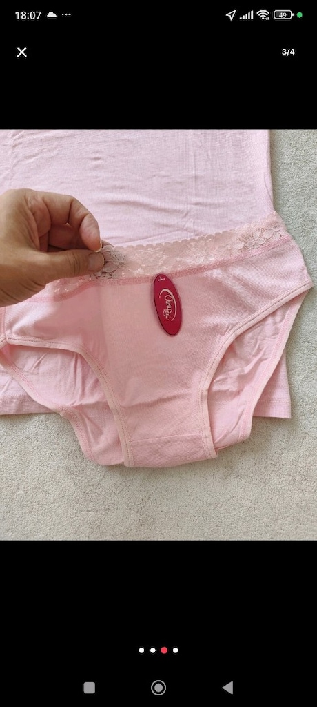 PUDRA PEMBE DANTELLİ ATLET KÜLOT TAKIM çeyiz ribana pamuk Pierre Cardi - 2