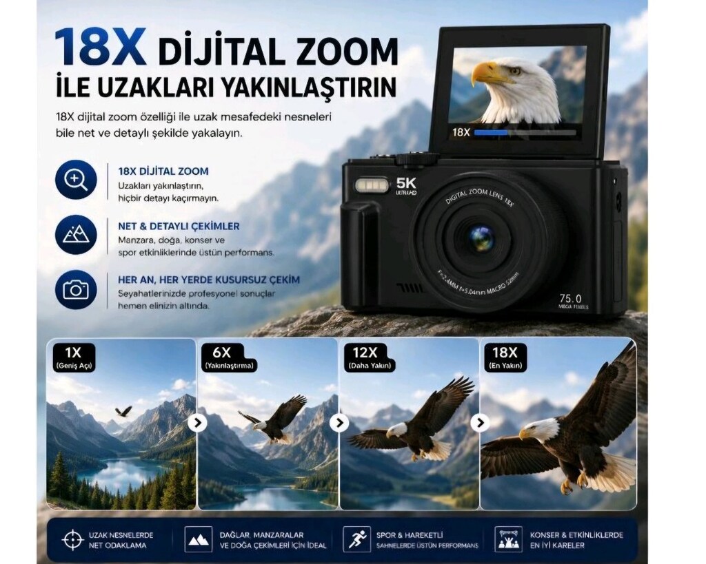 Dijital Fotoğraf Makinesi 64gb sd kart hediyeli - 3