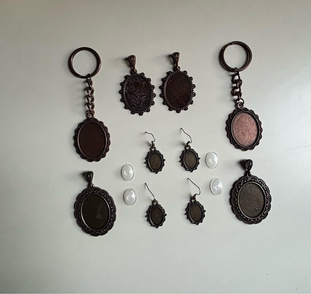 2 Çift Epoksi Antik Bakır Küpe 18x13 mm - 5