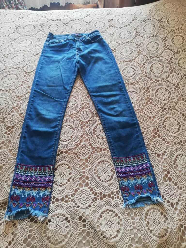 pantolon jeans Olgun Erkun 36 beden kanaviçe işlemeli Ist Pendik