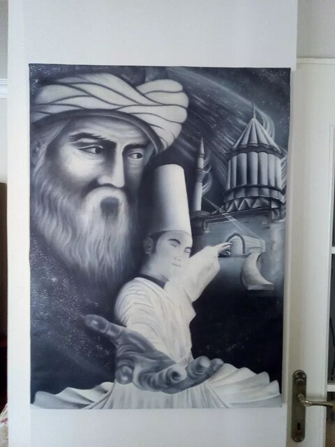 Mevlana tablo airbrush resim