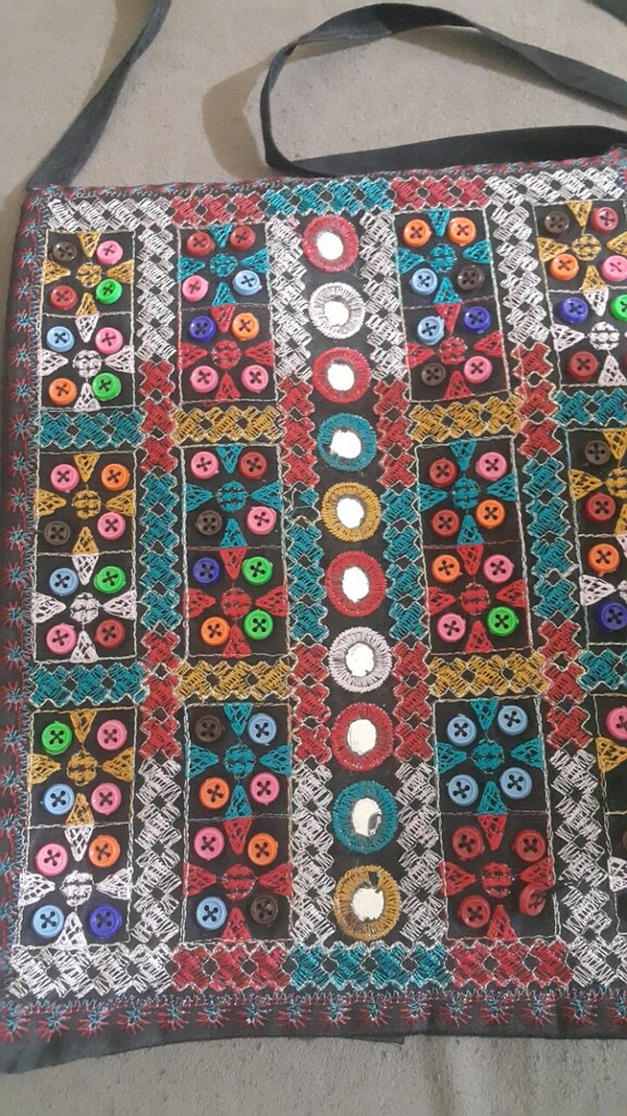 işlemeli otantik bez kol çantası - 3