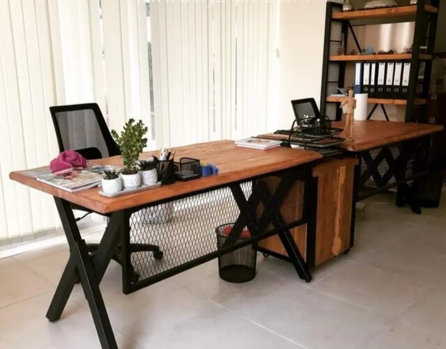 Ahşap ofis kütük ceviz masa ağaç rustik masif