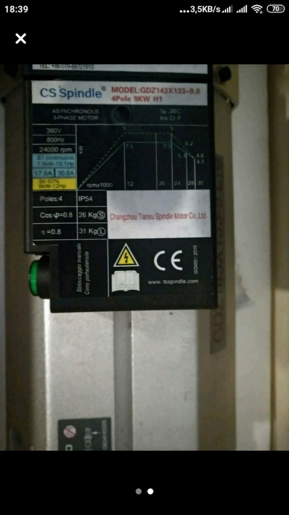 TAKIM DEĞİŞTİRMELİ SPİNDLE CS MARKA 9KW - 2