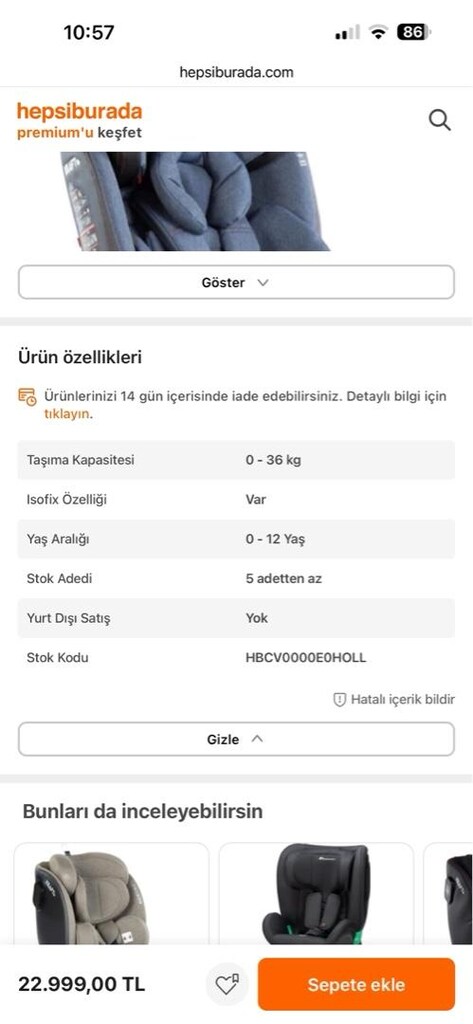Kraft Spin Signal Oto Koltuğu 0 36 kg Blue Jean - 7