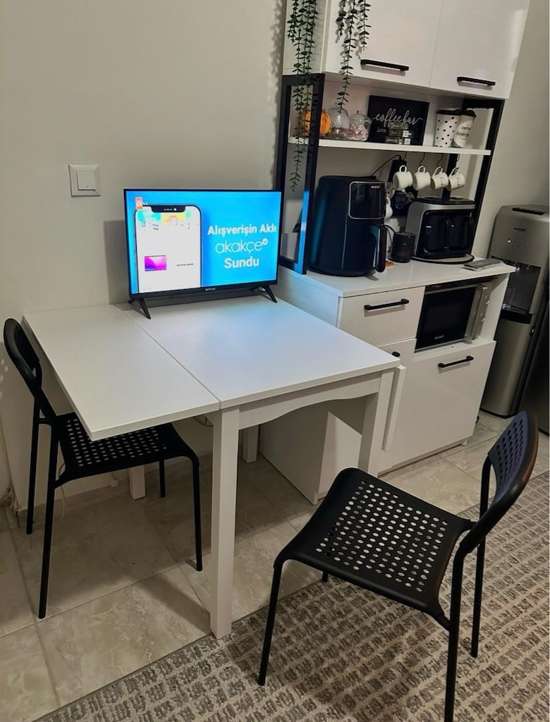 ikea hauga katlanır mutfak masa beyaz MDF - 3