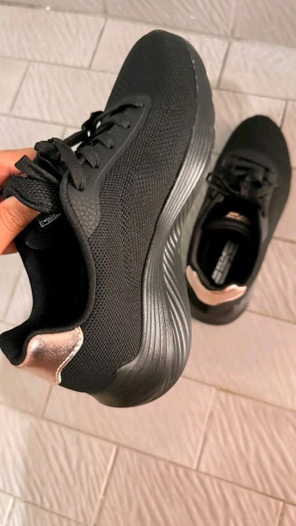 skechers bobs squad waves women's lifestyle shoes - black - 2