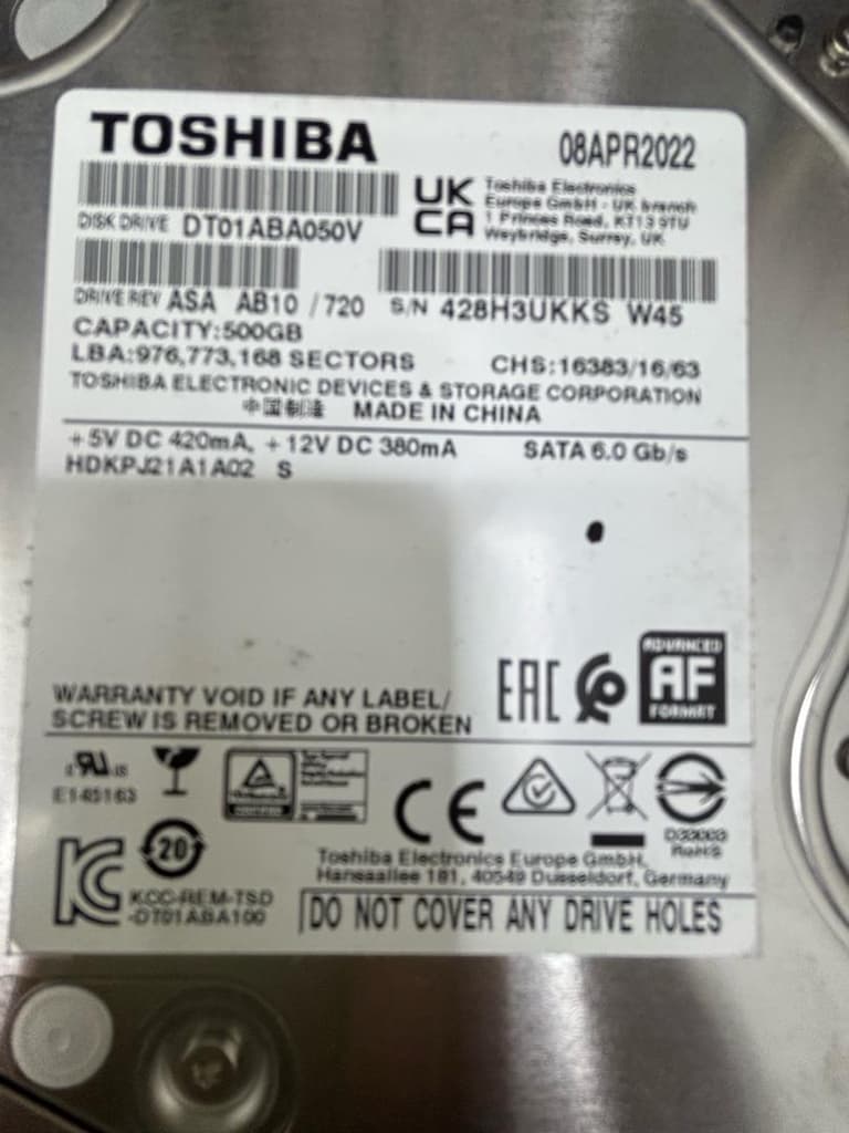 TOSHİBA 500gb 7200RPM - 2