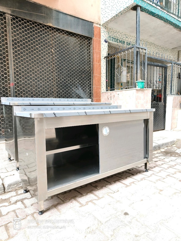 160 cm krom çalışma tezgahı krom tezgah endüstriyel hazır mutfak tezga - 7