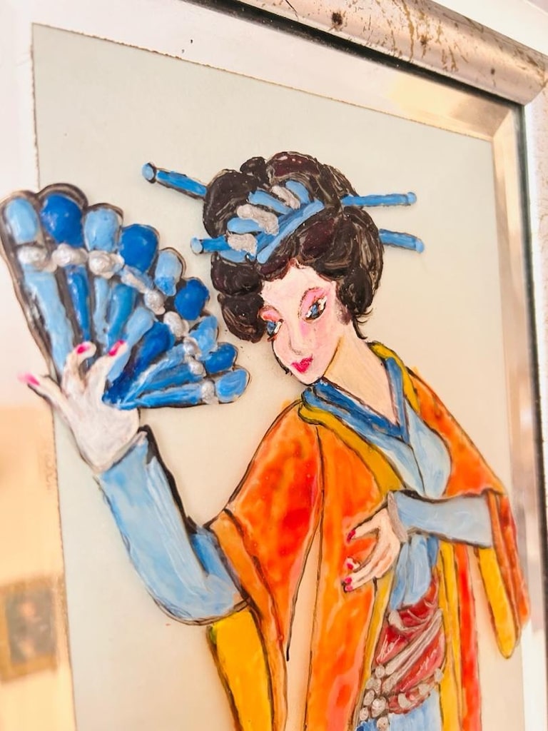 Cam üstü boyama Geisha tablo - 2
