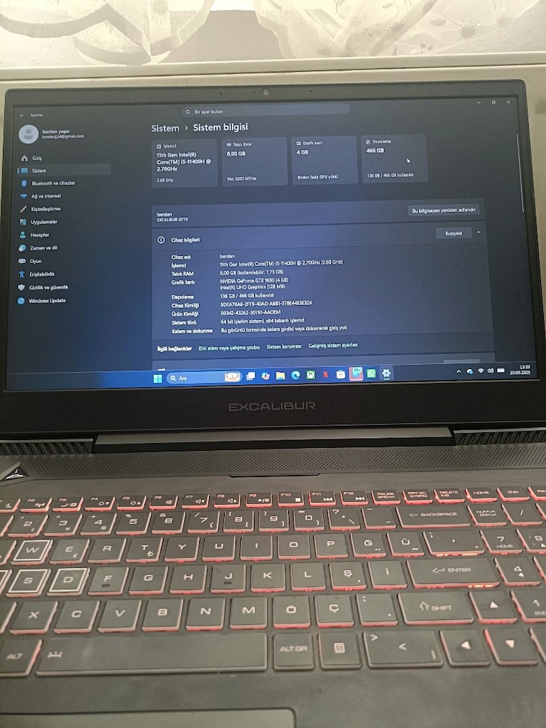 CASPER EXCALIBUR G770 i5-12450H |GTX - 7