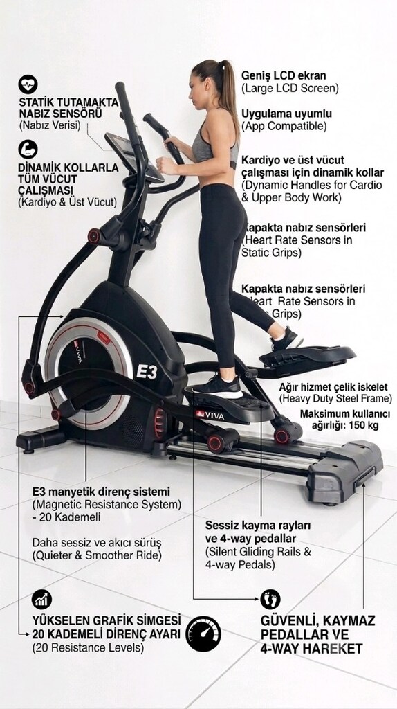 ASViva E3 Profesyonel Eliptik Bisiklet ADRESE TESLİM KURULUM DAİL - 11
