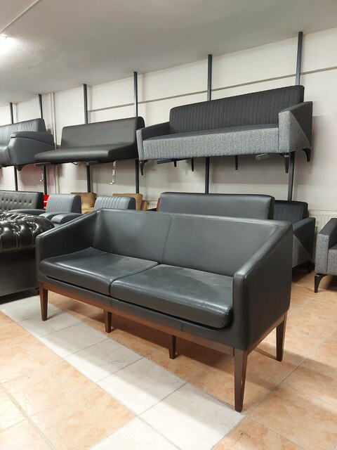 KLAS OFİS ÜSKÜDAR 180x70 SİYAH ÜÇLÜ KOLTUK İKİNCİ EL