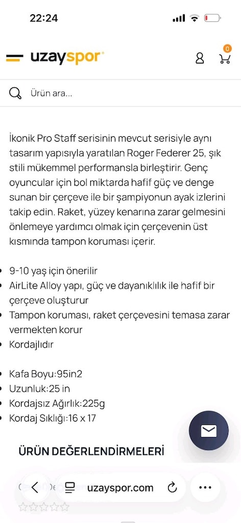 Wilson Federer 25 çocuk tenis raketi - 4
