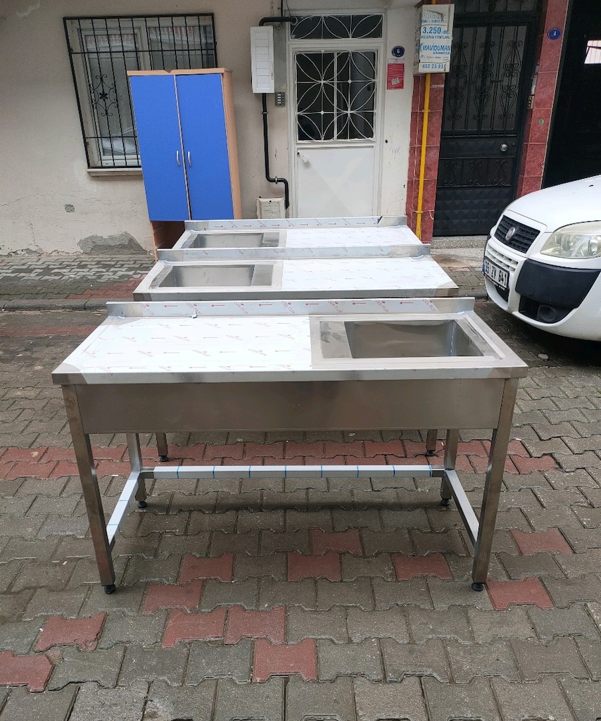 krom evye bulaşık yıkama lavabosu krom eviye tezgah hazır mutfak - 13