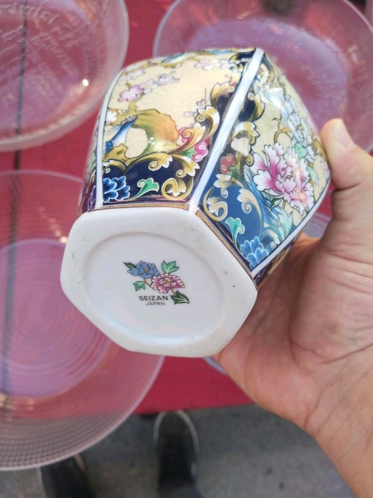 SEIZAN JAPAN Vintage Japon Porselen Kapaklı Urne – Kuş ve Çiçek Motifl - 5