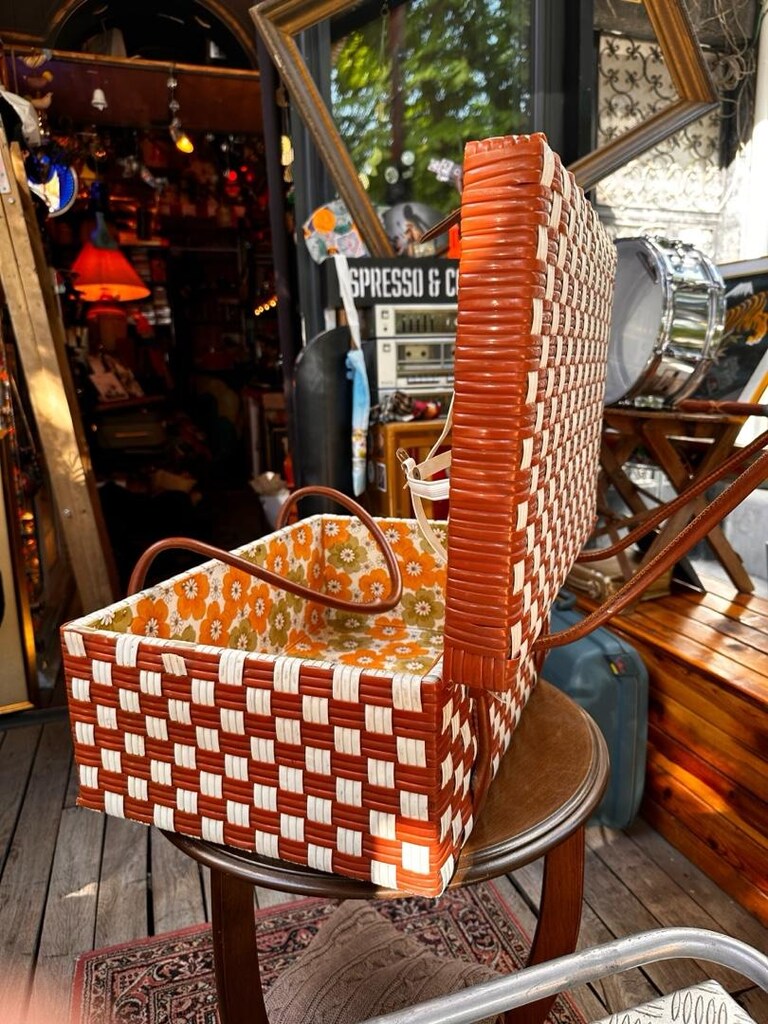 Retro Vintage Örgü Piknik Çantası / Ahşap Sandık - 8