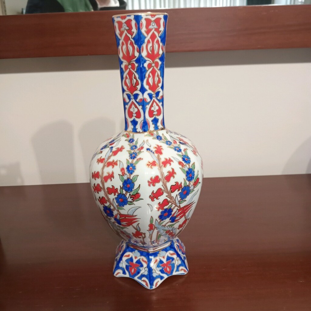 GÜRAL PORSELEN,ALTIN YALDIZLI, EL YAPIMI,SIFIR, ALTIN YALDIZLI VAZO - 2
