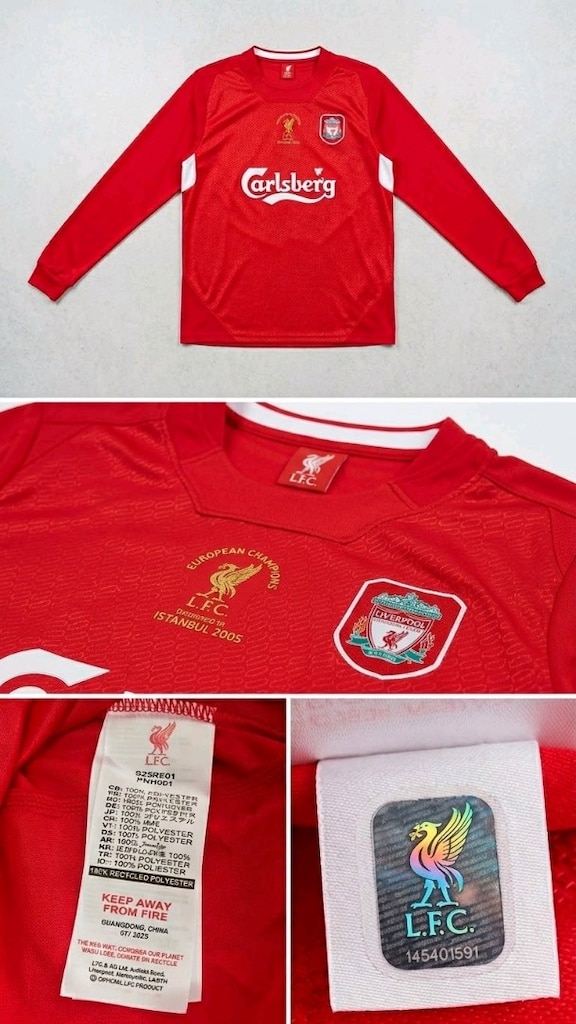 Liverpool FC 2005 İstanbul Finali Vintage Uzun Kollu Forma - Sıfır - 2