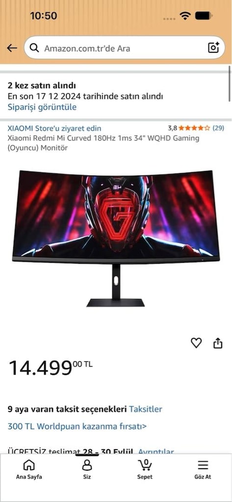 XIAOMİ 34 inç WQHD 180 Hz 1 ms curved gaming monitör - 3