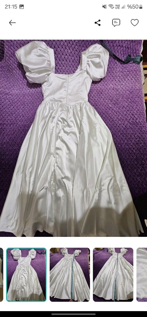 Beyaz saten nişan nikah elbisesi - 6