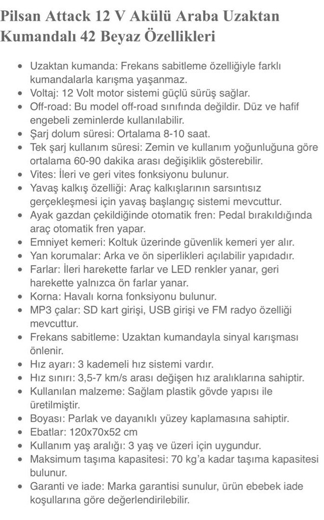 Pisan Attack Çift Kişilik Sıfır Ayarında Akülü Araba - 6