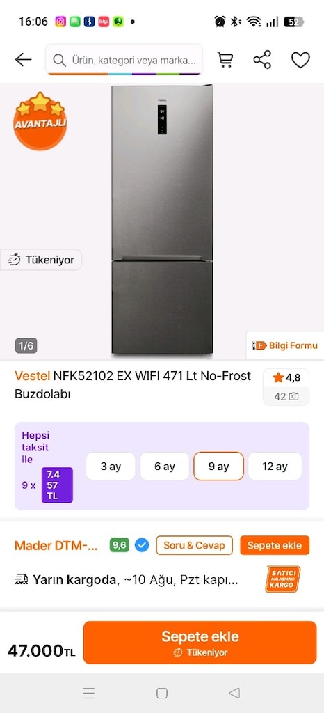 Vestel nfk52102 ex wifi temiz buzdolabı - 3