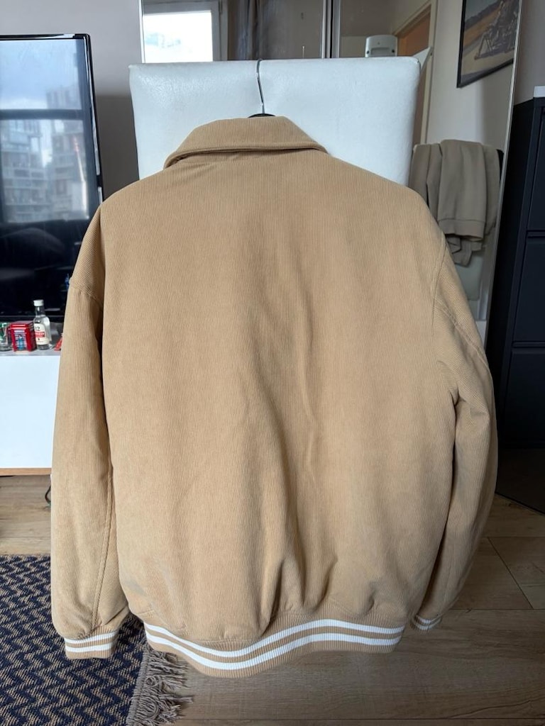 Tommy Jeans Crest Cord Letterman Erkek Large beden Bej Ceket - 5