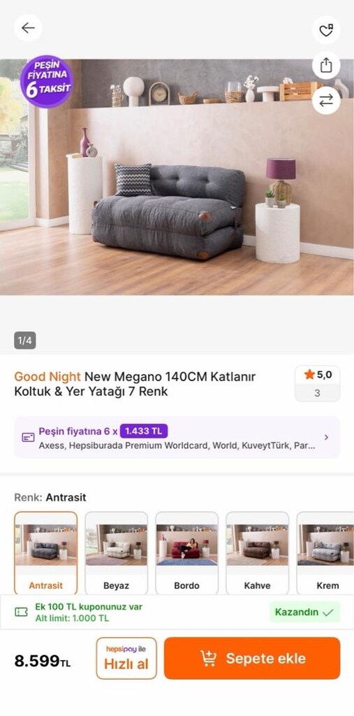 Yer Yatağı Olabilen Katlanır Koltuk - 4