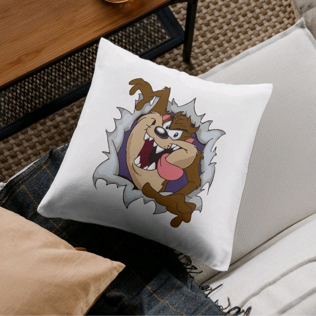 Tazmanya canavarı baskılı Kırlent kılıfı - 5