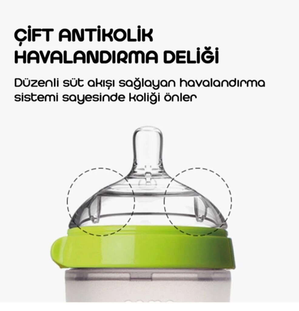 Comotomo Antikolik Silikon Biberon 250ml Yeşil - Orta Akışlı (3-6 AY) - 3