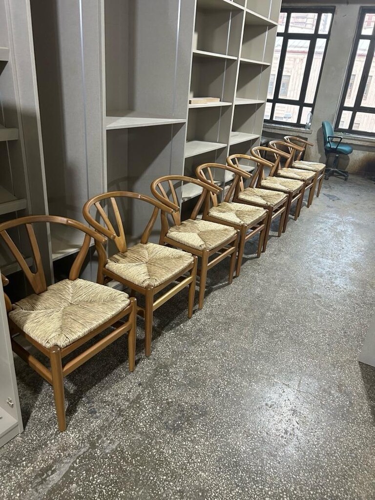 SANDALYE WİSHBONE KAYIN AHŞAP HASIR OTURUM - 6