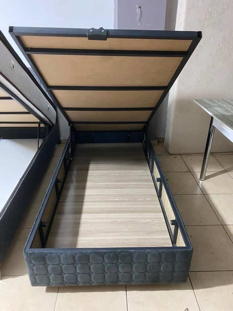 Antrasit Tek Kişilik Sandıklı Baza ve Modern Başlık Seti - 2