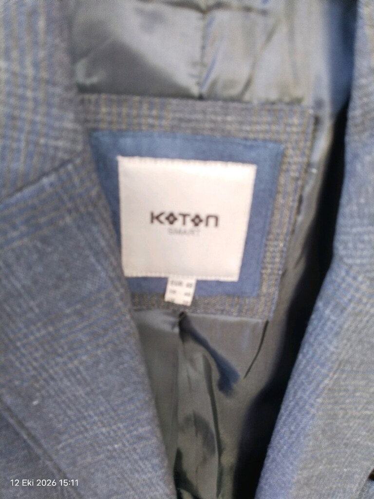 Koton Erkek Klasik Blazer Ceket - 48 Beden (Koyu Gri/Siyah Desenli)