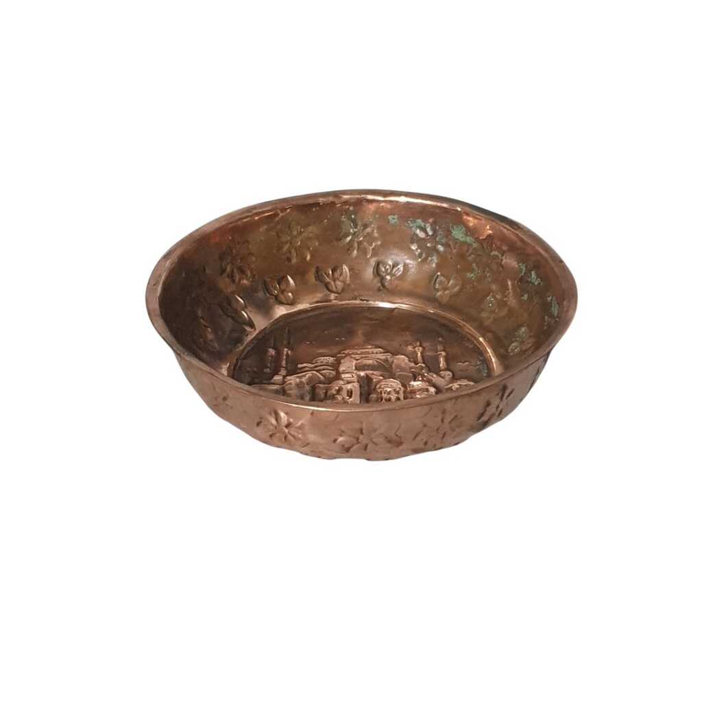 Vintage Ayasofya Cami Görselli Bakır tas - 4