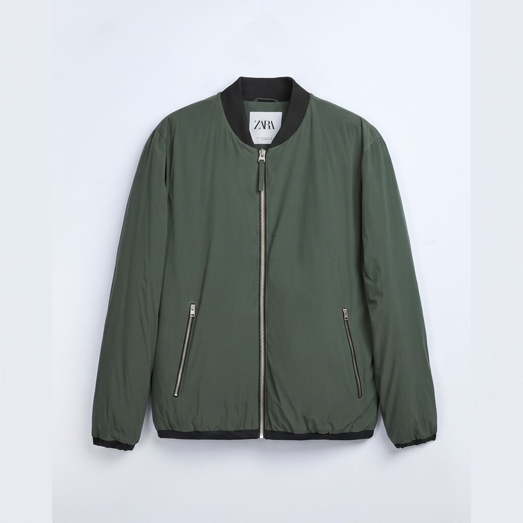 Sıfır Zara Haki Yeşil Erkek Bomber Mont