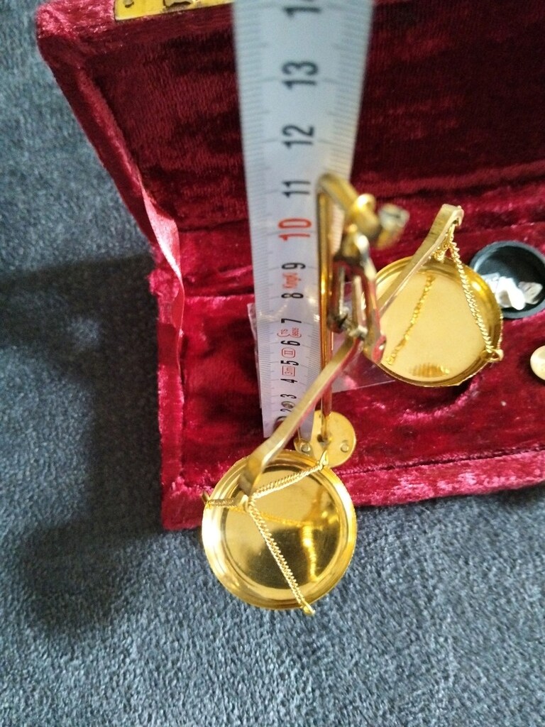 kadife kutulu, pirinç terazi seti - 7