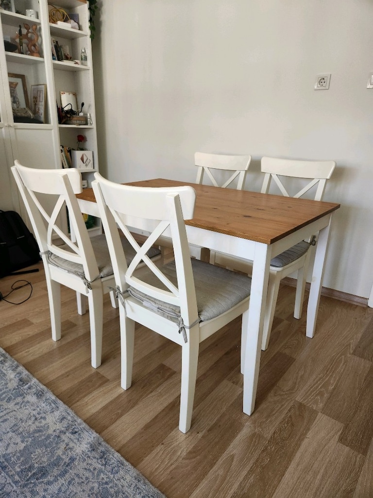 IKEA 4 Kişilik Masa Sandalye Takımı – 4 INGOLF Sandalye + Minder - 2