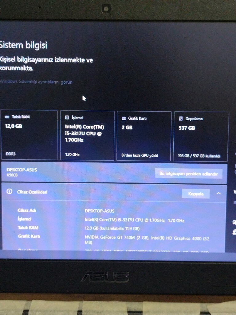 dizüstü bilgisayar ( ASUS ) - 2