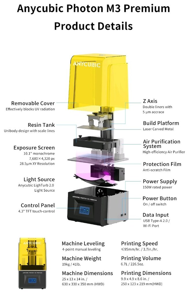 ANYCUBIC Photon M3 Max – Büyük Baskı Hacimli Profesyonel Reçine Yazıcı - 5