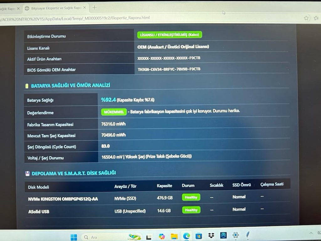 ACER NİTRO V15 ANV 15-52 KUTULU 1 SENEDEN FAZLA GARANTİLİ - 10