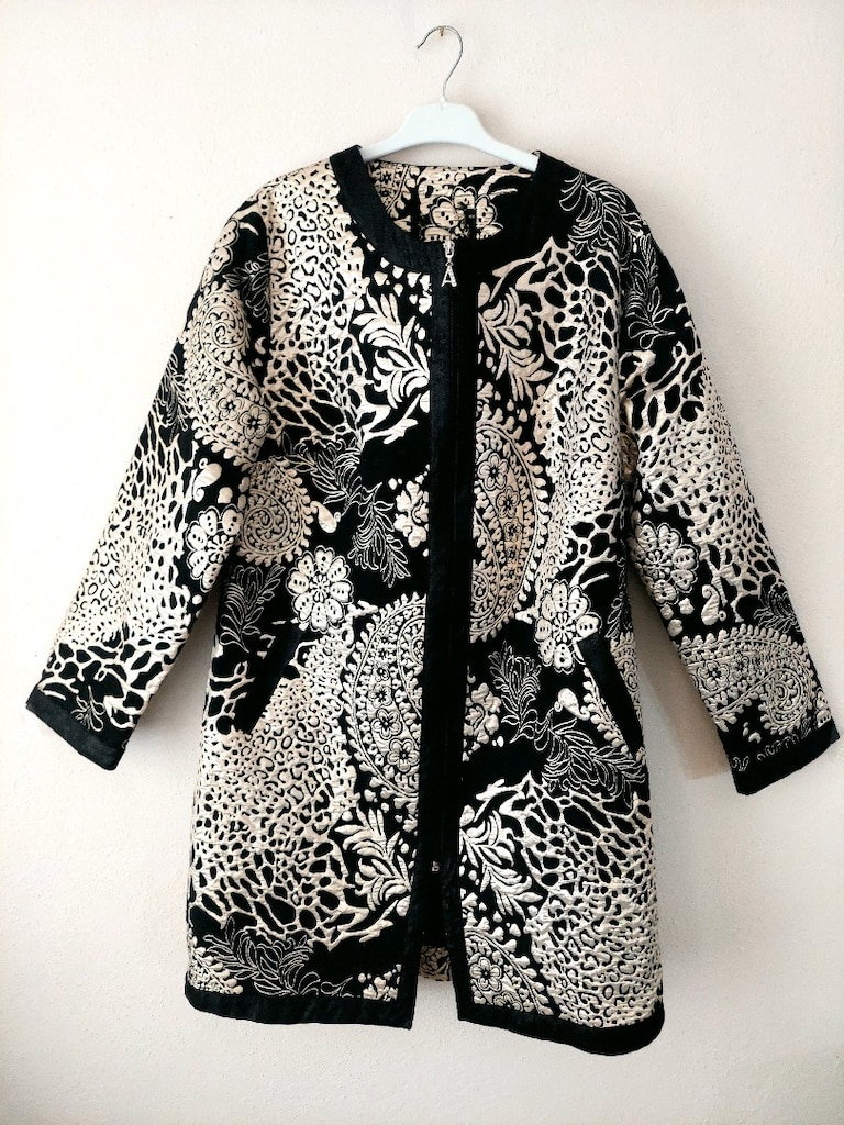 Otantik Kaftan Desen jakarlı uzun Ceket - 2