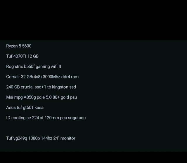 Asus TUF 4070TI+5600 Sistem