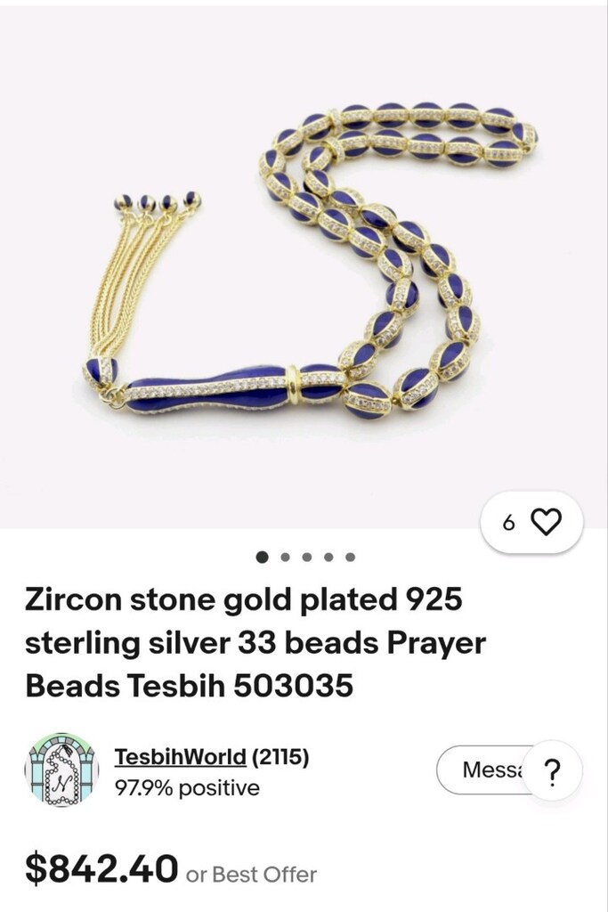 Daimond Mücevher seri Taşlı Full gümüş tesbih - 3