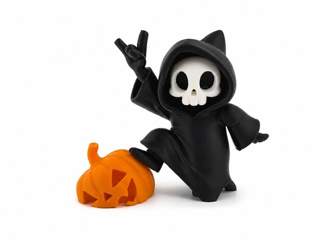 Yapı3D Sevimli Kafatası Maskeli Kedi Figürü Dekoratif Mini