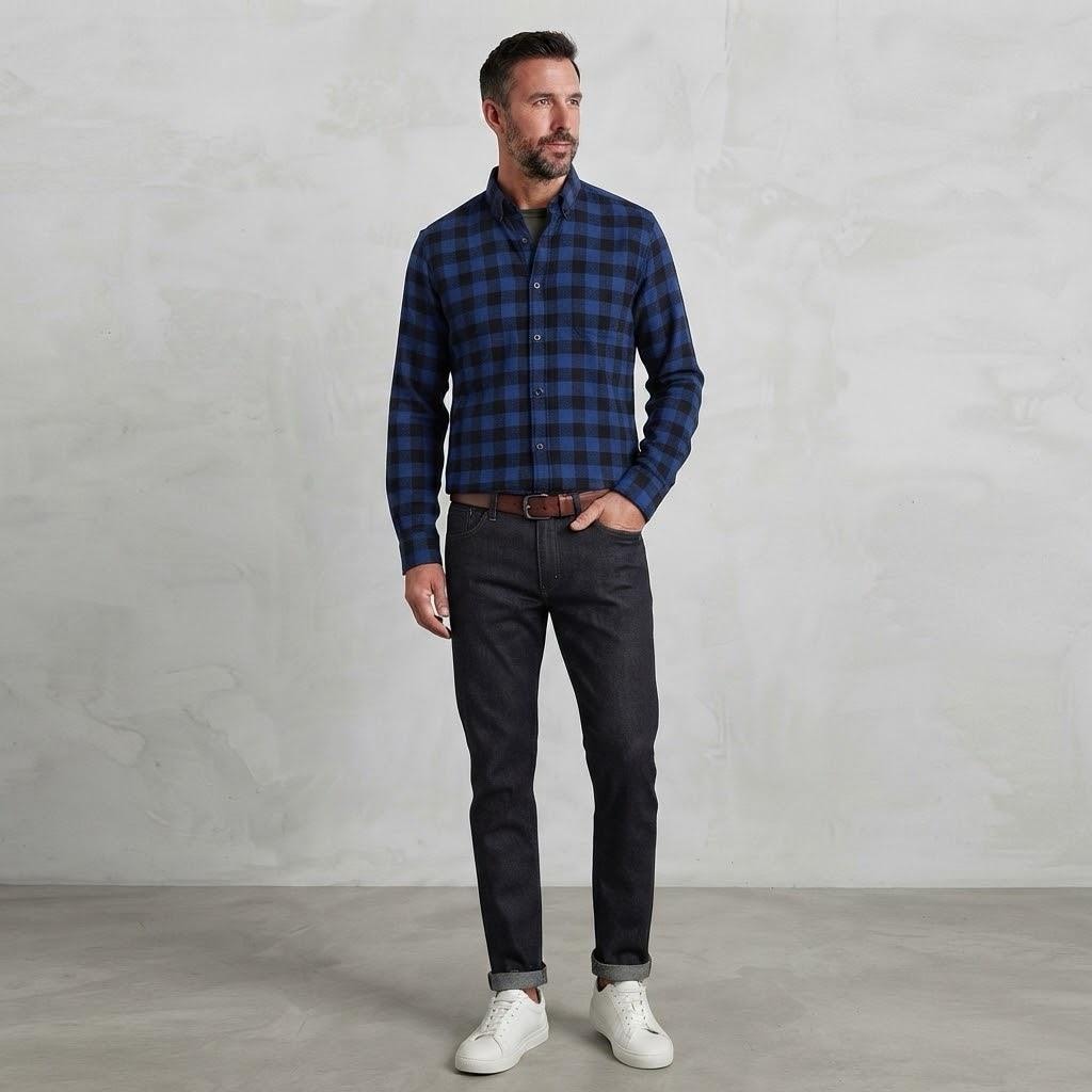 Koton Slim Fit Mavi-Siyah Erkek Gömlek - 3