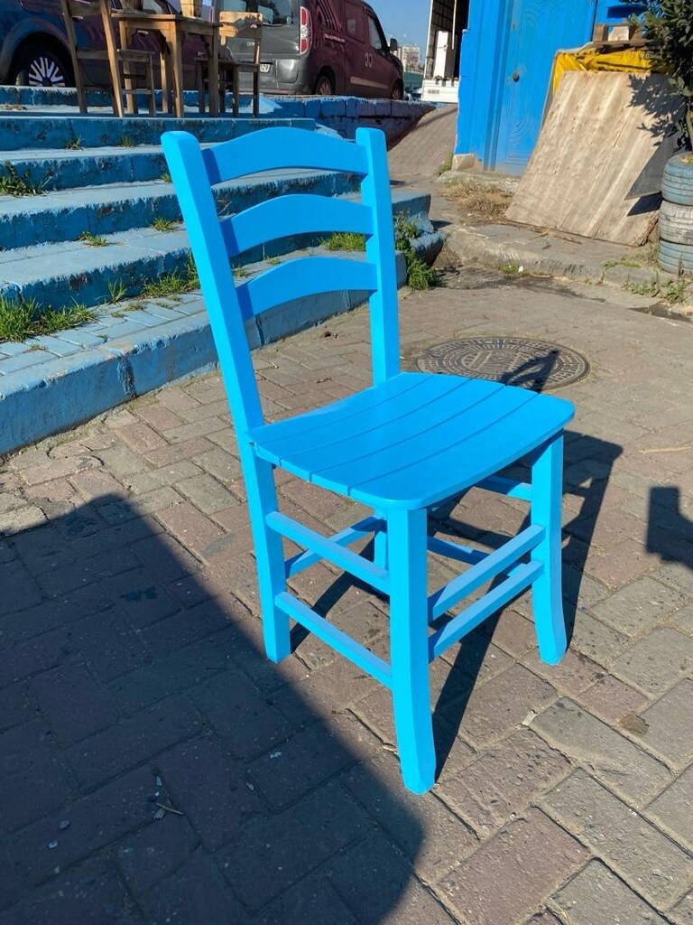 ege sandalye mavi ahşap sandalye tahta sandalye imalat - 4