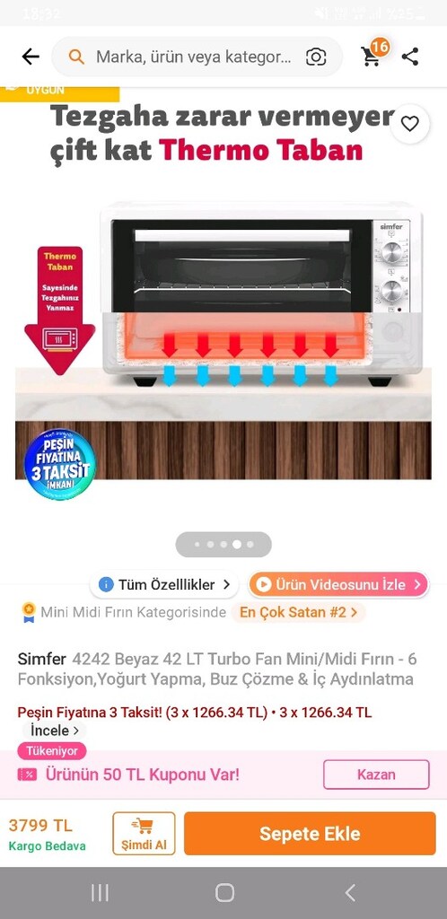 simfer midi fırın 42lt - 6
