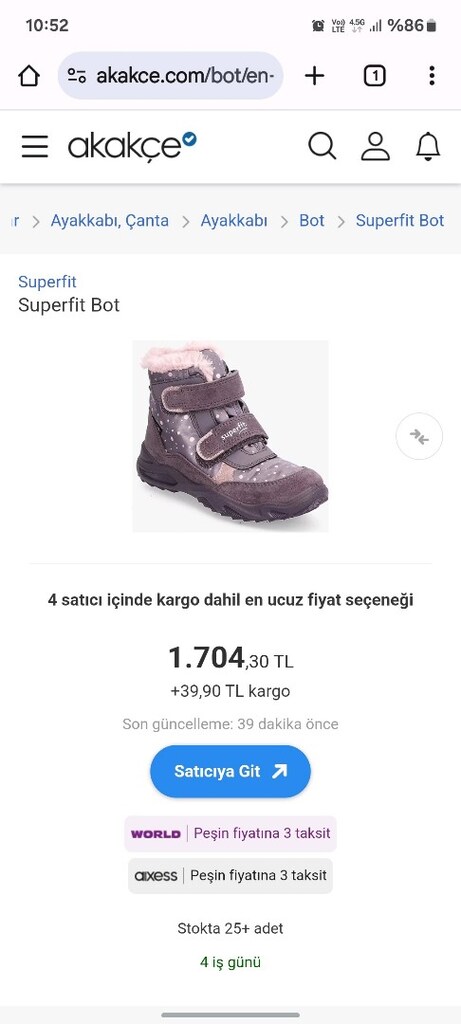 SUPERFİT KAR BOTU KIZ ÇOCUK PEMBE NO 25 - 6